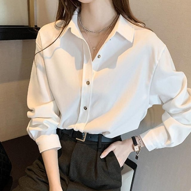 오버핏 모임 여자셔츠코디 여자남방 셔츠코디 가을 (WE60292)