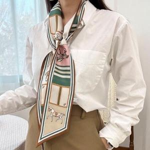 [1+1] 애슬릿 여성 말 패턴 롱 타이 리본 방도 스카프 