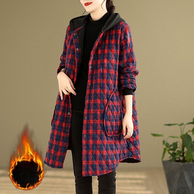 [헬리꽁땡] 누빔 체크 롱 후드 점퍼 (색상선택)