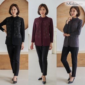 마담4060 날개 블라우스 상하세트-QHSET211001