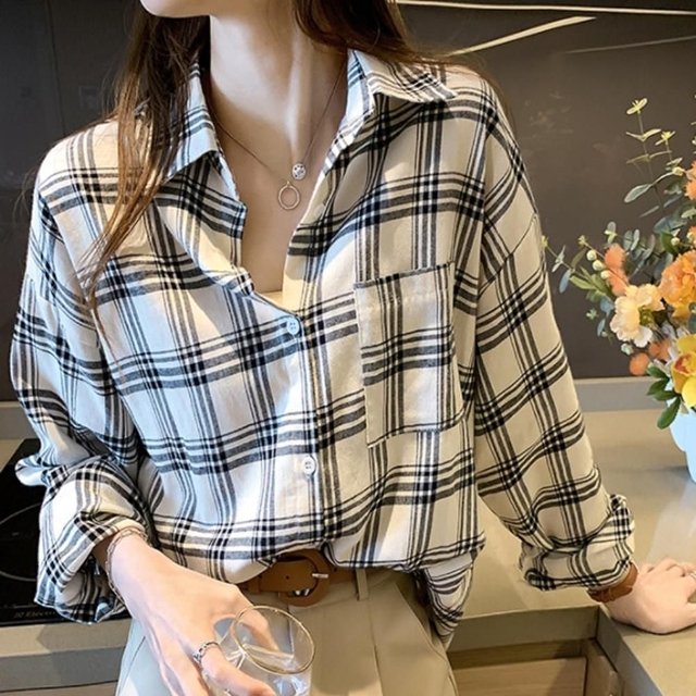 빅사이즈 여자옷코디 정장 여자남방 가을 여자셔츠 (WE60294)