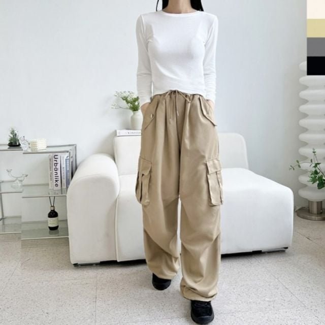 GPA SF1031W 레이디 카고 주머니 이지무릎핀턱 스트랩 조거 릴랙스핏 (WFKK08U)