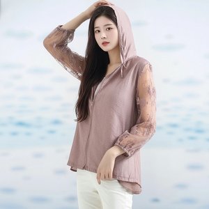 [헬리꽁땡]시스루자수후드집업점퍼