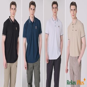[Relax Plus]남성 라인 포인트 반팔 카라티 1종