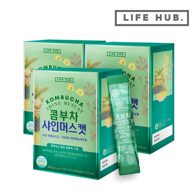 라이프허브 콤부차 샤인머스캣 3세트 (5g x 90포)