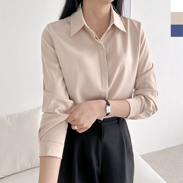 [샵앤] 여성 실키 오피스 긴팔 블라우스 WDM-WBL-KSS8385