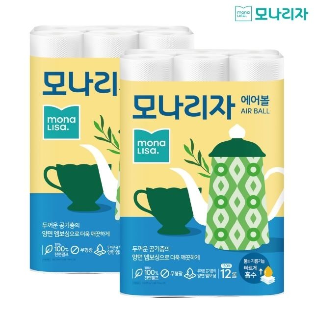 모나리자 에어볼 키친타월 150매*12롤x2팩
