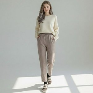 여성 허리 히든밴딩 프리미엄 헤링본 기모안감 팬츠