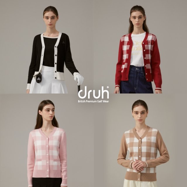 [방송에서만] druh 드루골프 24FW 최신상! 캐시라이크 가디건 2종 세트, 여성