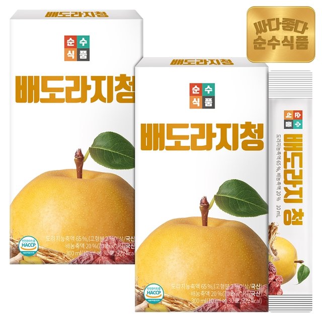 순수식품 배도라지청 스틱 2박스(60포) 도라지배청 도라지배즙 배도라지즙