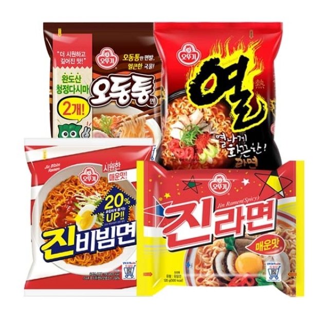 오뚜기 진라면 5봉 + 진비빔면 4봉 + 열라면 5봉 +오동통면 5봉