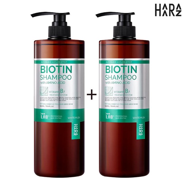 하라즈 헤어랩 플러스 비오틴 샴푸 화이트머스크향1000ml(1+1)