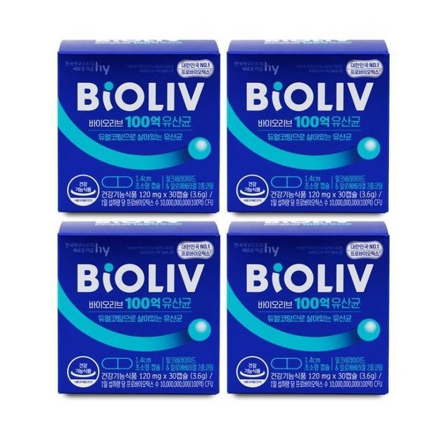 바이오리브 100억 유산균 120mg x 30캡슐 X 4박스 I