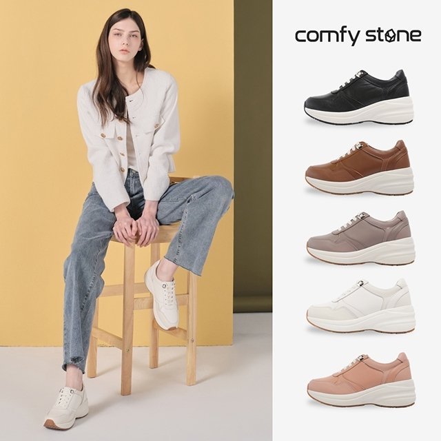 7cm 키높이 [컴피스톤] 양가죽 밸런스힐 스니커즈