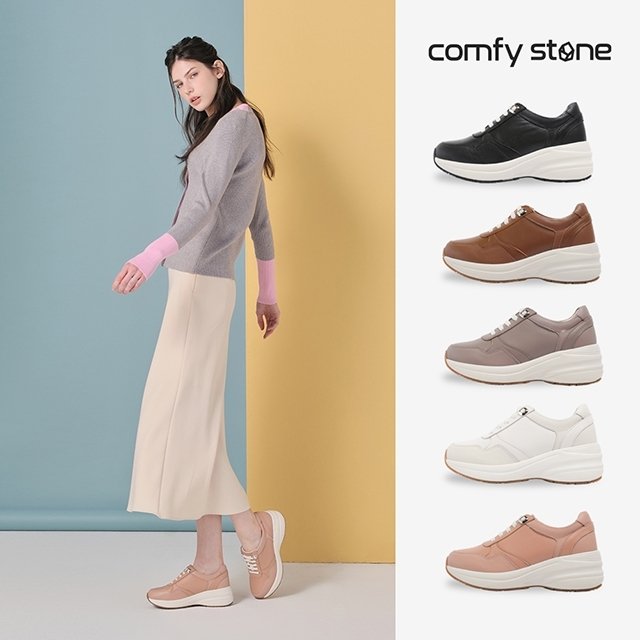 7cm 키높이 [컴피스톤] 양가죽 밸런스힐 스니커즈