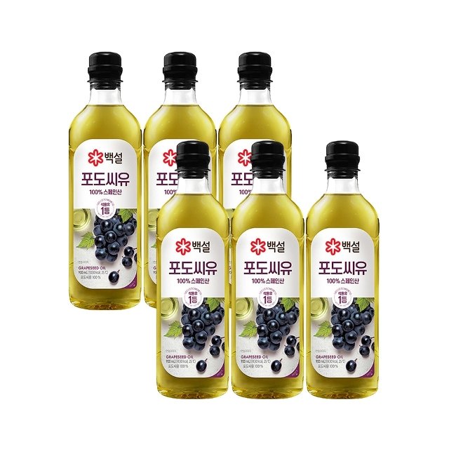 백설 포도씨유 900ml x6개