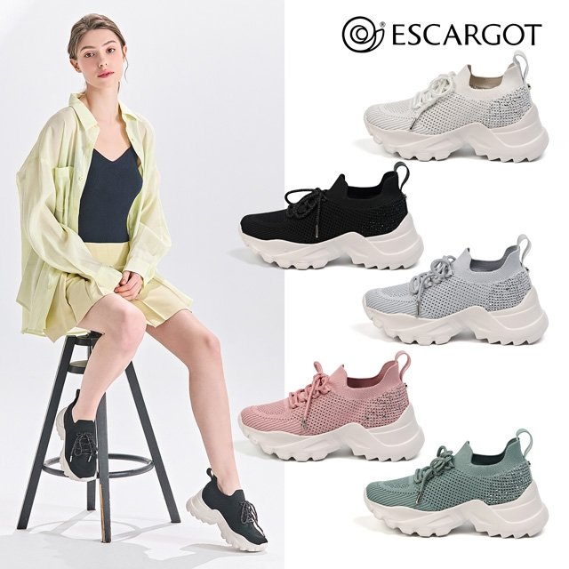 25SS [에스까르고] 라블랑 글리터 키높이 스니커즈