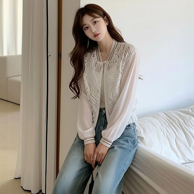 [헬리꽁땡]아이든시스루점퍼(색상선택)
