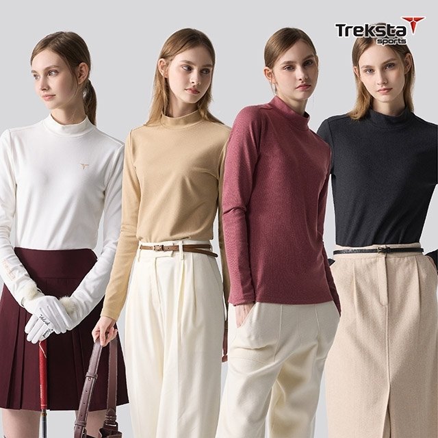 트렉스타스포츠 25FW 최종가! 웜브러쉬 카치온 모크넥 티셔츠 4종, 여성