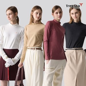 트렉스타스포츠 25FW 최종가! 웜브러쉬 카치온 모크넥 티셔츠 4종, 여성