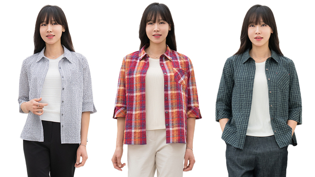 26SS 마담4060 선염체크 시어서커 셔츠 자켓 3종