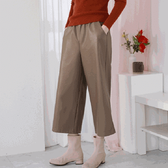 [웬디즈갤러리]레더 와이드 팬츠 LPT106