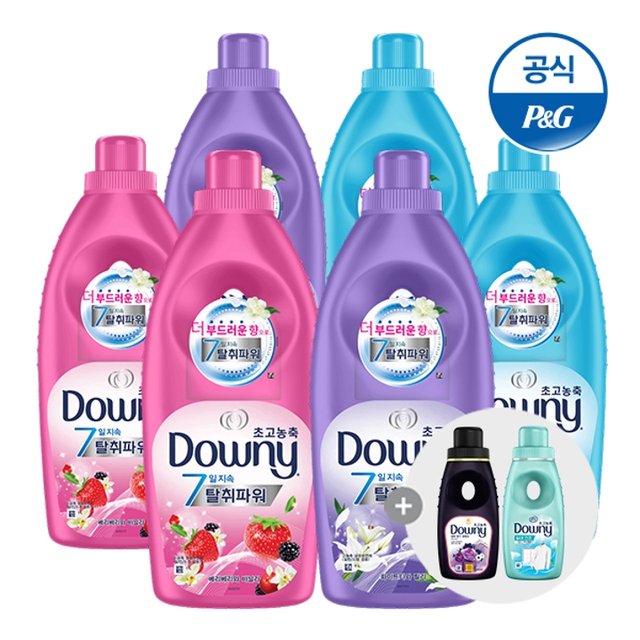 다우니 초고농축 섬유유연제 1L 6개 + 유연제 200ml 2개