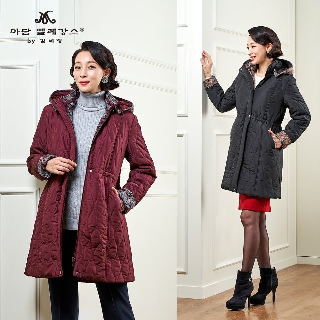 [마담엘레강스] 22FW 페이즐리 퀼팅 퍼코트