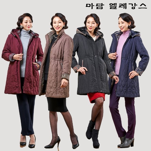 [마담엘레강스] 22FW 페이즐리 퀼팅 퍼코트