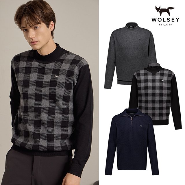 [Wolsey] 울시 24FW 최신상! 울혼방 라운딩 니트 3종, 남성