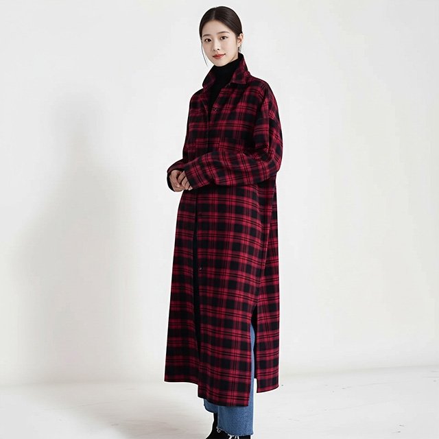 [플로레센스] 멜린 타탄 체크 롱셔츠 원피스 2종 