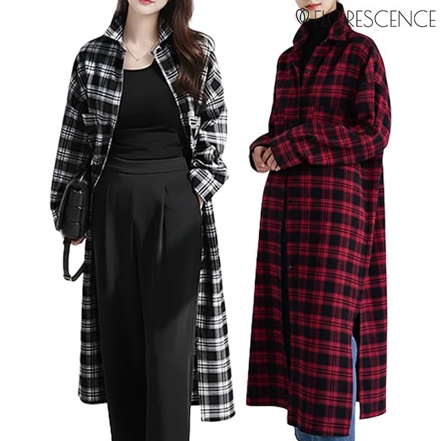 [플로레센스] 멜린 타탄 체크 롱셔츠 원피스 2종 
