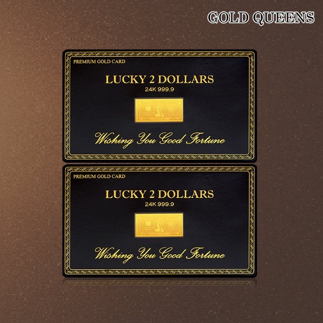 [골드퀸즈] 24K 순금 행운의 2달러 골드카드 2개