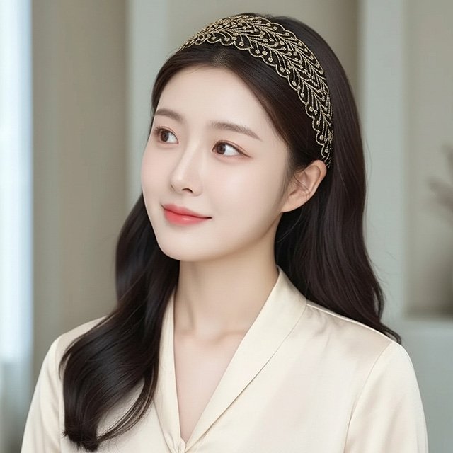 [플로레센스]공작자수편안한헤어밴드2종