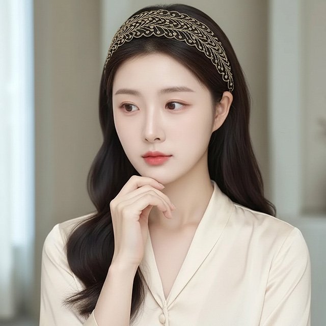 [플로레센스]공작자수편안한헤어밴드2종