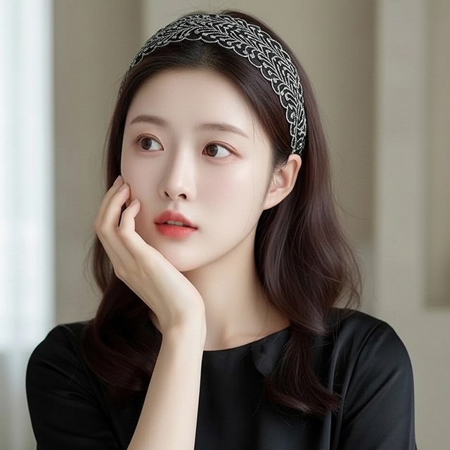 [플로레센스]공작자수편안한헤어밴드2종