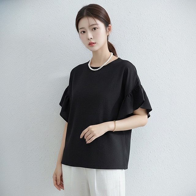 [헬리꽁땡]러플소매루즈핏블라우스2종