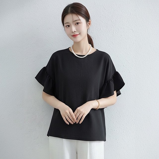 [헬리꽁땡]러플소매루즈핏블라우스2종