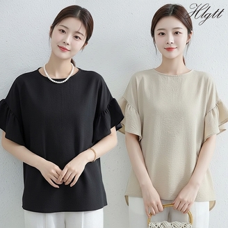 [헬리꽁땡]러플소매루즈핏블라우스2종