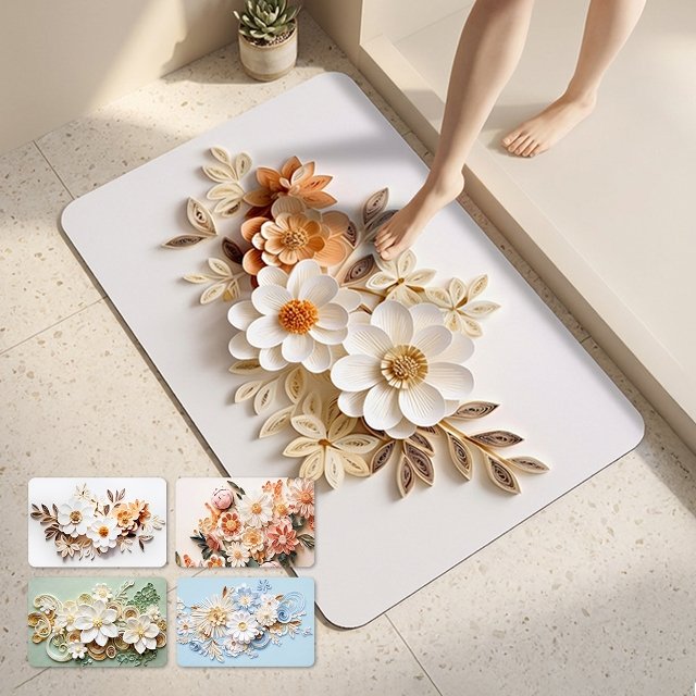 [1+1] 로얄플라워 3D 규조토 발매트 간편세척 논슬립 매트