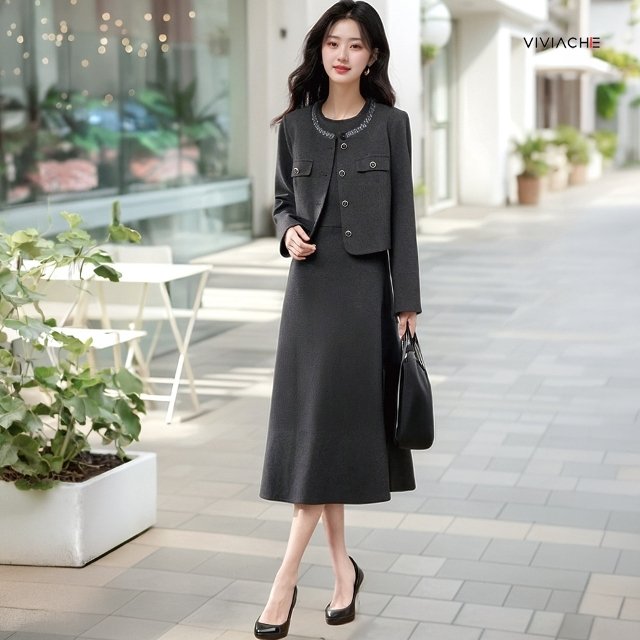 비비아체 큐빅 재킷+원피스