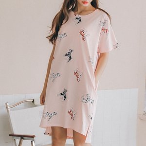 도그 반팔 롱티 원피스 홈웨어 여름잠옷 이지웨어