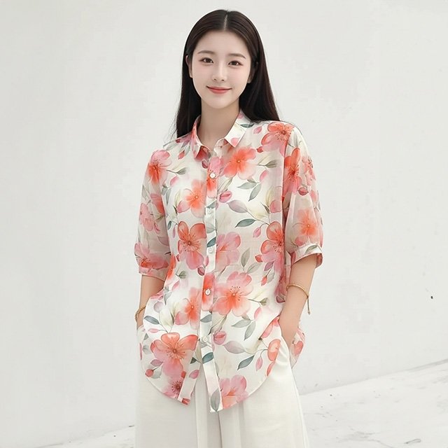 [헬리꽁땡]플라워프린트루즈핏셔츠2종
