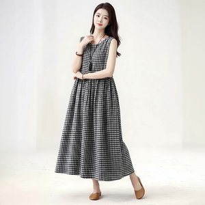 [헬리꽁땡]허리셔링체크롱원피스2종