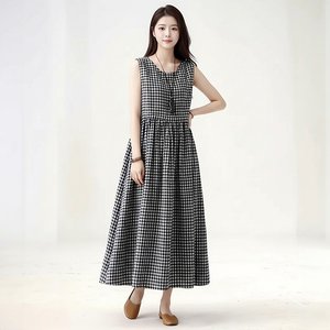 [헬리꽁땡]허리셔링체크롱원피스2종