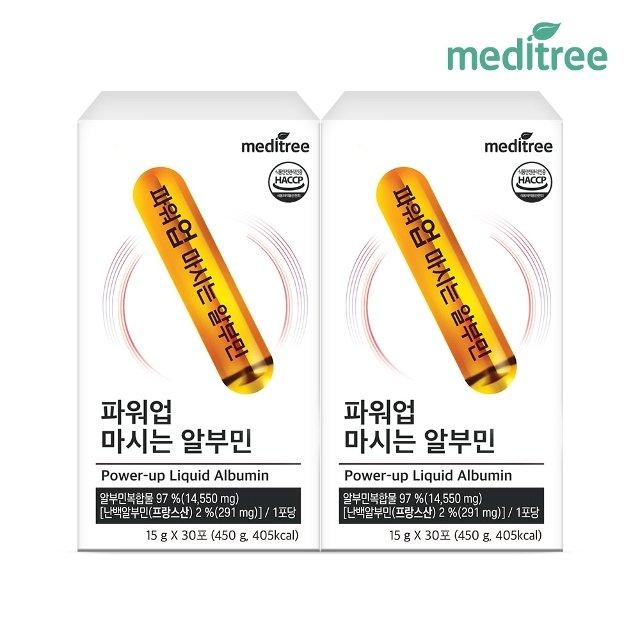 메디트리 파워업 마시는 알부민 2박스 (60포)  난백 액상 타우린