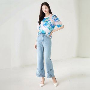 [헬리꽁땡]벨로펀칭자수시원한데님팬츠