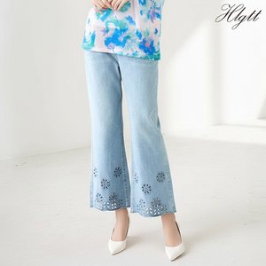 [헬리꽁땡]벨로펀칭자수시원한데님팬츠