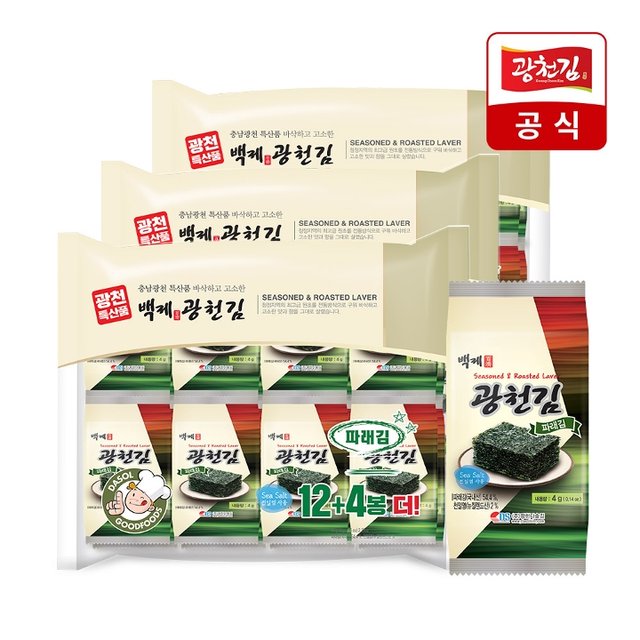 [광천김] 백제 도시락김 16+16+16 총48봉 / 재래 파래 선택