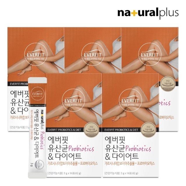 에버핏 유산균 다이어트 14포 5박스 10주분 / 모유유래 유산균 가르시니아